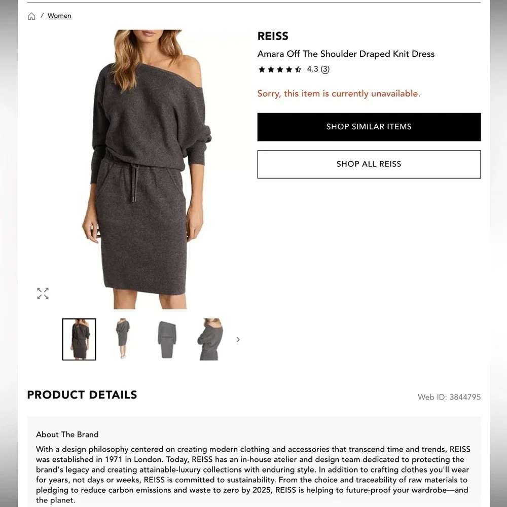 Reiss Off The Shoulder Draped Knot Dress